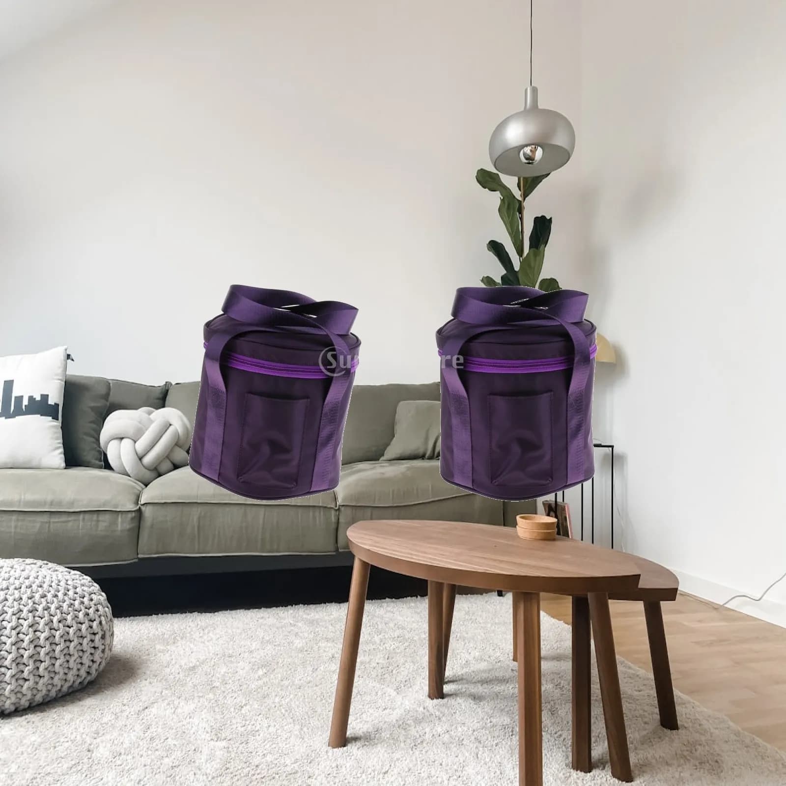 Singing Bowl Carrier Bag Set Purple Travel Case Cotton Protective Bag with Handle for Sound Healing and Meditation