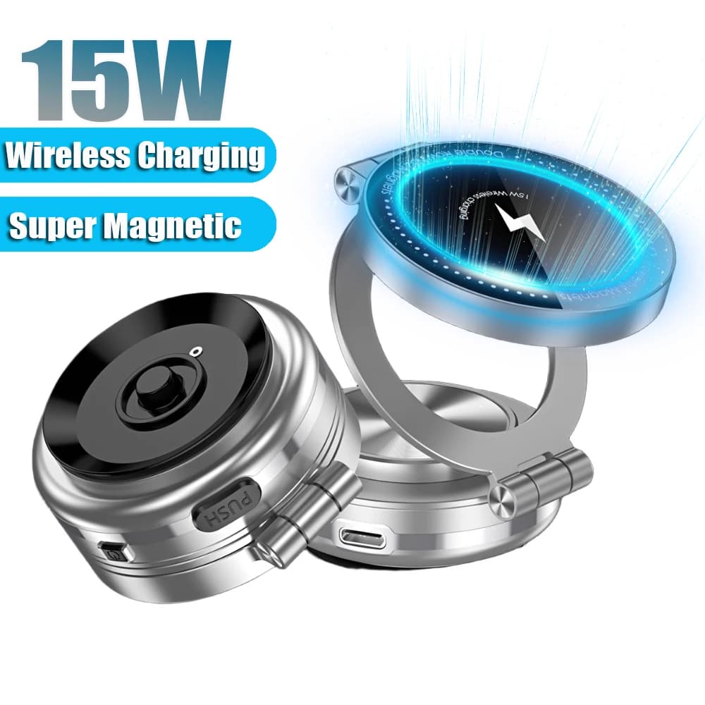 Supporto per telefono a doppio lato Staffa magnetica per adsorbimento del vuoto Rotazione di 360 gradi Supporto GPS pieghevole Supporto per ventosa elettrica