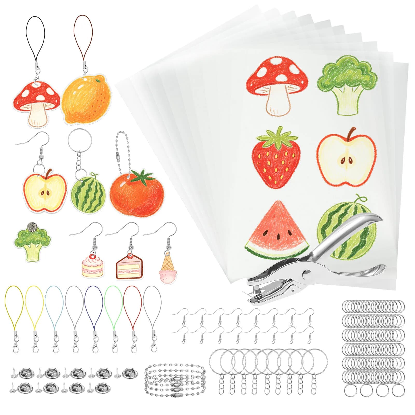 Shrinky Sheets Kit Translucent Shrink Plastic Sheet for DIY Keychain Ornament Creative Craft Decor Scrapbooking Drawing Supplies