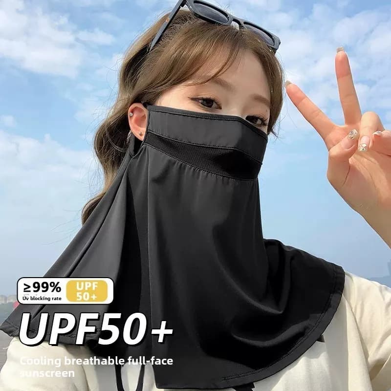 Neck protection shawl, sun protection ice silk mask, women's UV protection mask, outdoor full face sunshade mask
