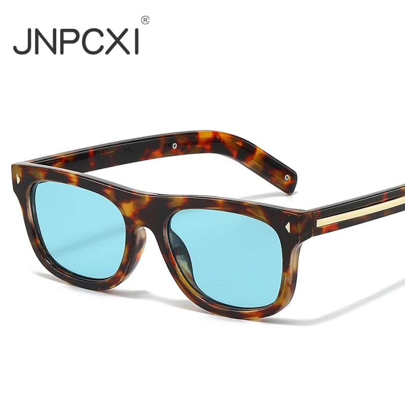 JNPCXI New Brand Sunglasses Men Women Unisex Triangle Rivets Decoration Fashion Square Shades UV400 Metal Line Ins Sun Glasses
