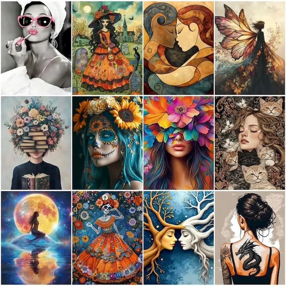 RUOPOTY Painting By Numbers Acrylic Abstract woman Paint Kit Canvas Picture Markers By Numbers Wall Art Picture Home Decoration
