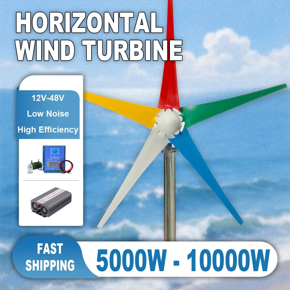 Wind Turbine Power Generator 10000W Off Grid System 12V 24V 48V Output 220V 230V 240V System For Home Complete Kit MPPT Charger