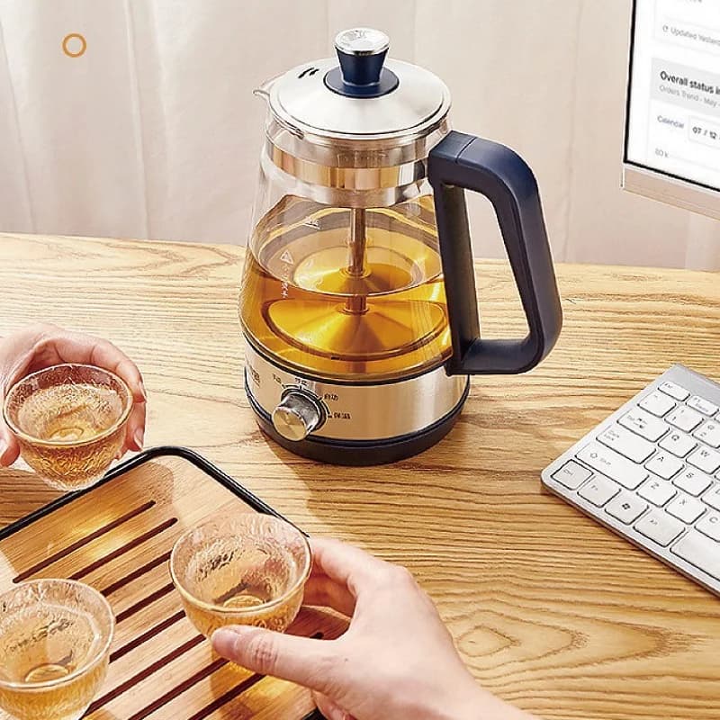 110V/220V Electric Teapot Office Glass Tea Brewer 600W Black Tea Pu'er Steam Teapot Home Auto Keep Warm Electric Kettle 1000ml