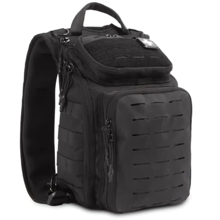 Kit di Pronto Soccorso Recon Standard HSA FSA con Oltre 200 Elementi Essenziali per Casa, Auto, Ufficio, Azienda, Nero, Compatto, per Sopravvivenza ed Emergenze Mediche