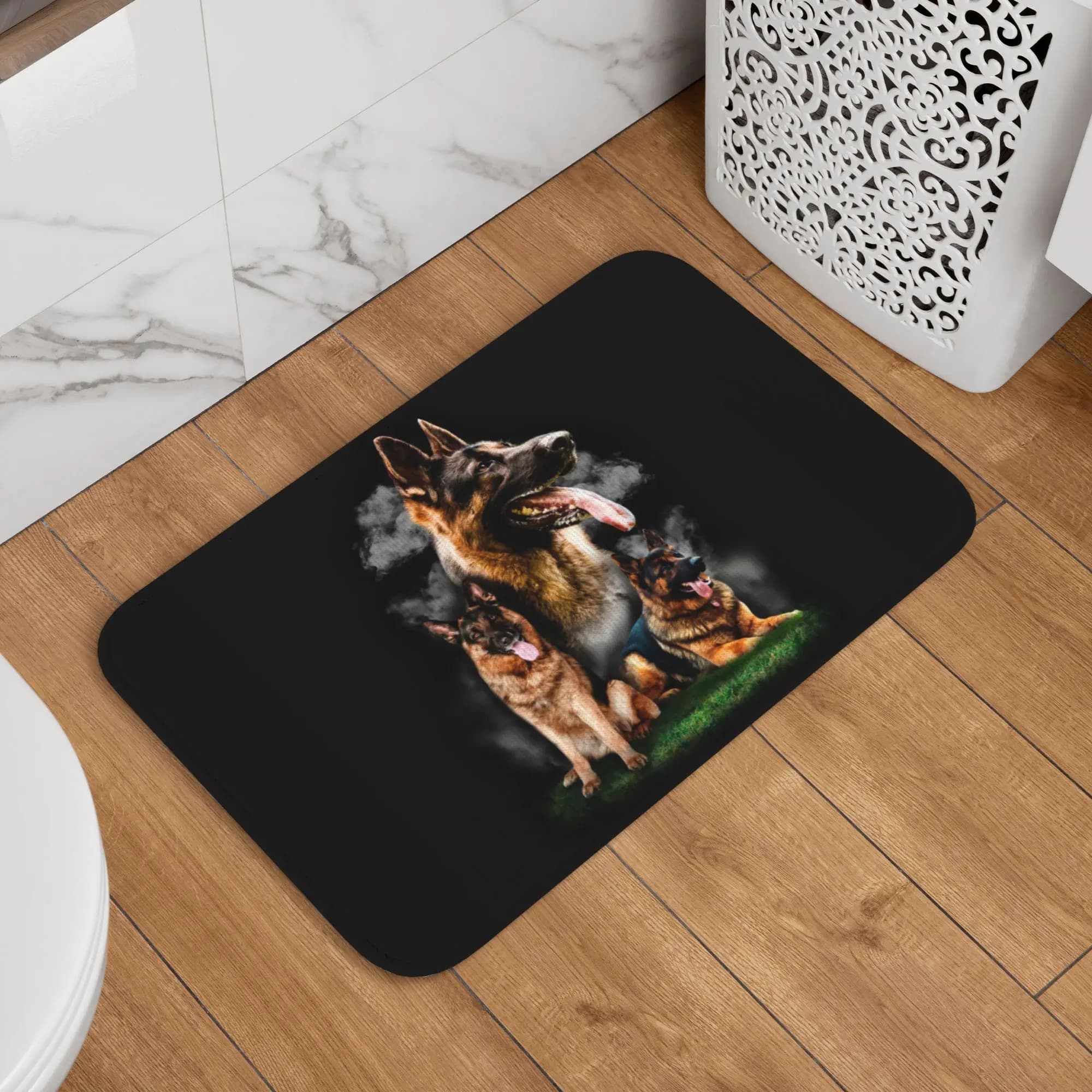Tappeto personalizzato per cani da compagnia, modello Pastore Tedesco, per ingresso, cucina, bagno, camera da letto, balcone, con motivo lupo e cane GSD