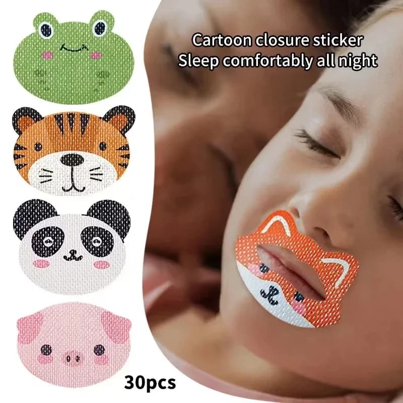 30 Pezzi Cerotti Anti-Russamento per Bambini con Cartoni Animati, Nastro Correttivo per Bocca Chiusa, Aiuto Delicato per la Respirazione Notturna dei Bambini