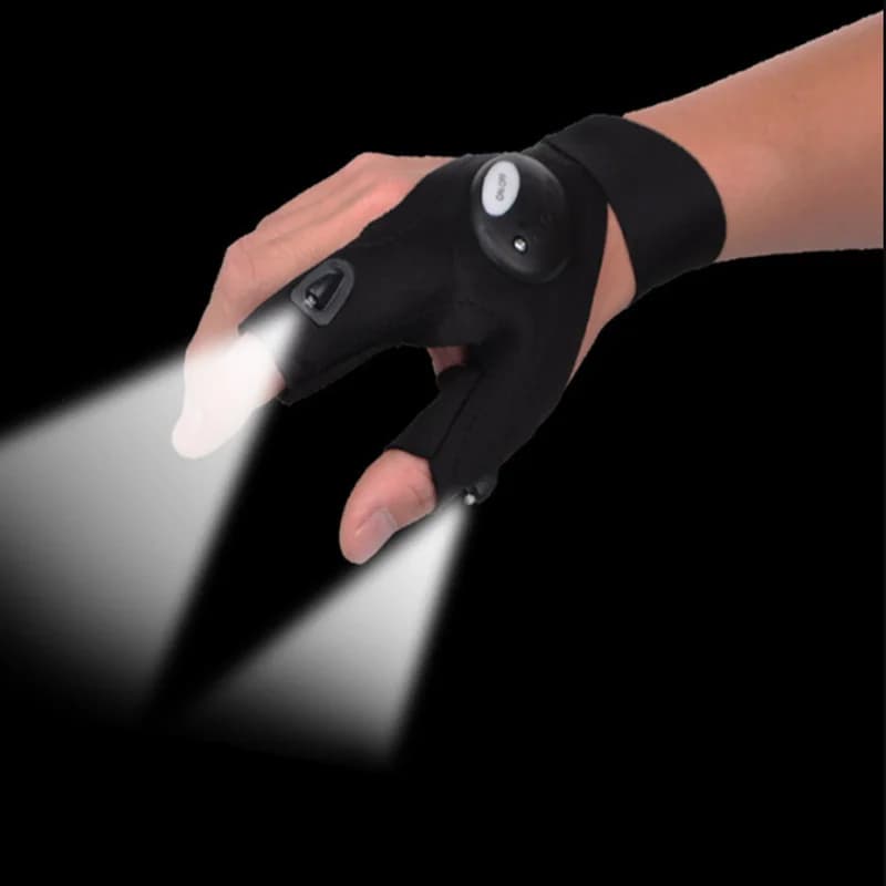 Guanti mezze dita da equitazione per moto con torcia a LED Guanti universali da pesca notturna impermeabili per esterni Accessori per moto