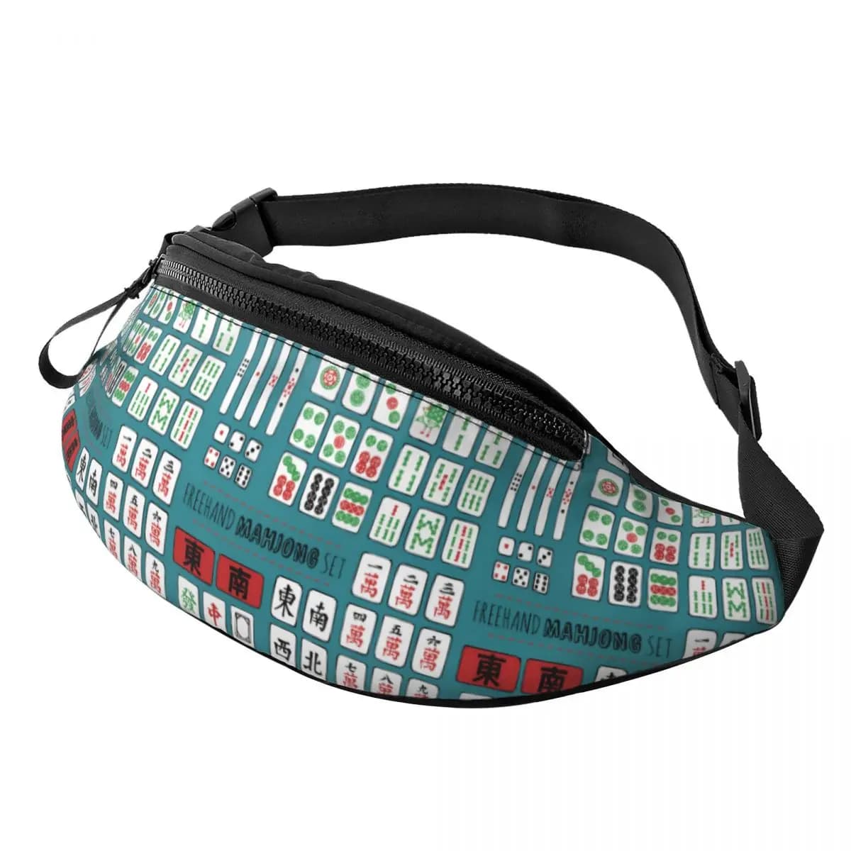 Custom Mahjong Tile Game Pattern Fanny Pack Women Men Cool Crossbody Waist Bag for Running Phone Money Pouch