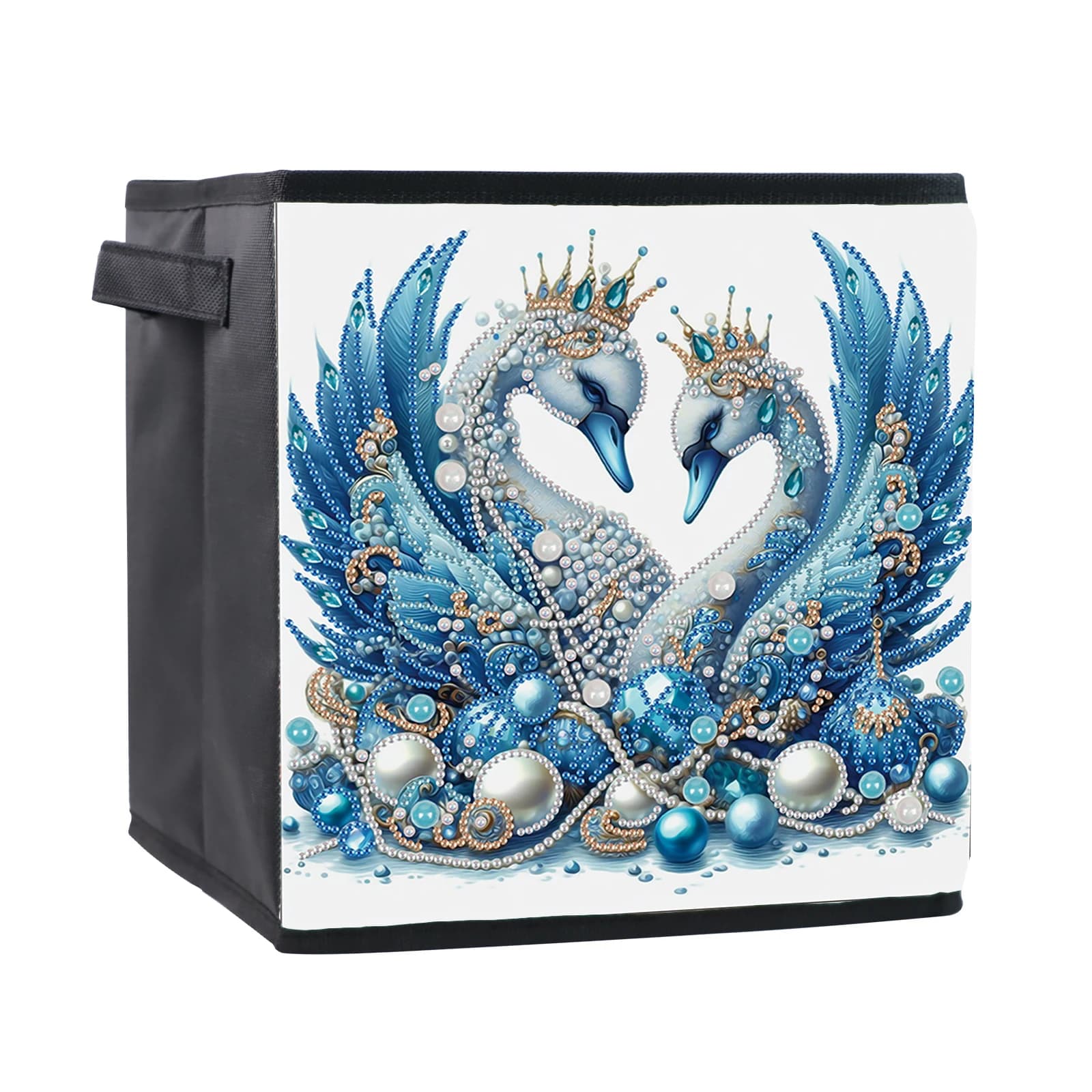 Kit di cestini portaoggetti per pittura artistica con diamanti di forma speciale, borsa portaoggetti per pittura artistica con diamanti con cigni blu per decorare la casa, regalo artistico