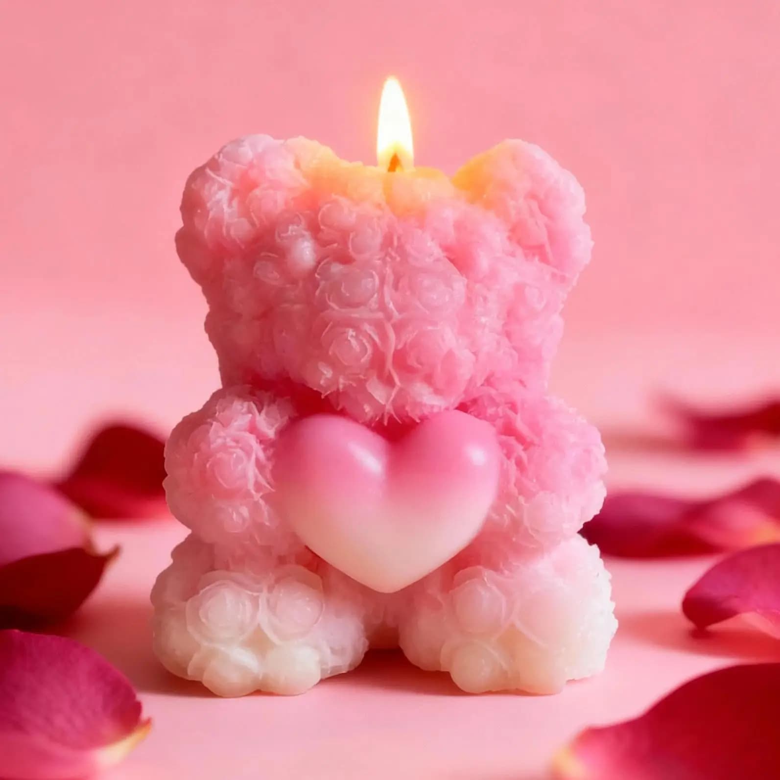 1 heart-shaped rose bear scented candle making mold, Valentine's Day decorative gift making, suitable for diy gypsum making,