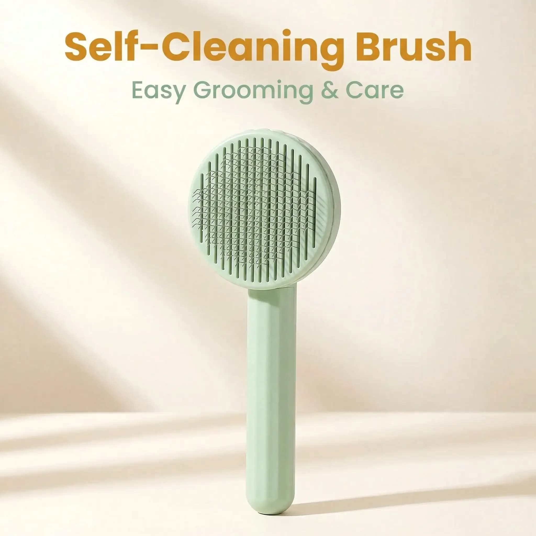 PETSIN 1pc Stainless Steel Pet Comb, Green Shedding Grooming Brush For Cats, With Massage Function