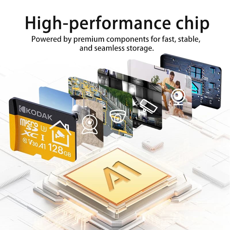 KODAK KI330 Micro SD Card 32GB 64GB 128GB 256GB U3 V30 A1 High Endurance Memory Card for Security Camera 4K Surveillance Recordi