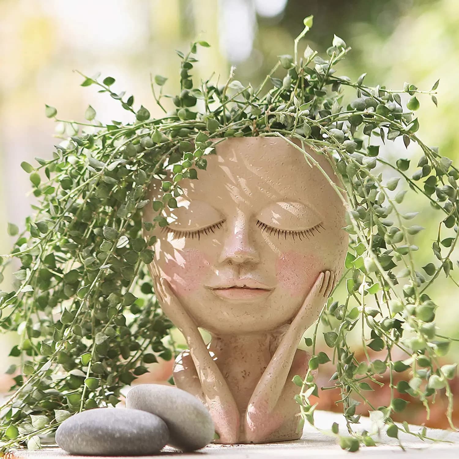Fioriera per fiori con testa per ragazze, contenitore per fiori per piante succulente, figura per vaso di fiori, arredamento da giardino, ornamento da tavolo nordico, 2025