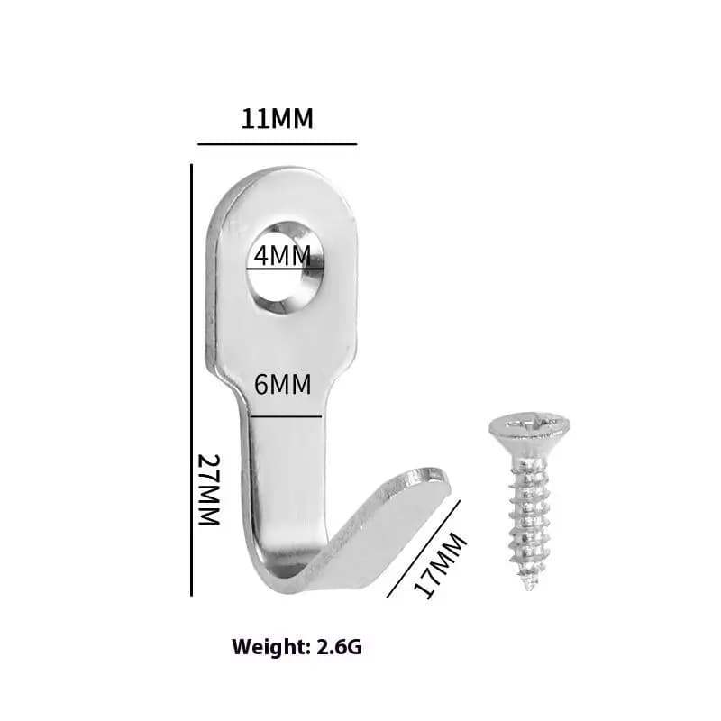 Set da 20/10 mini ganci in acciaio inossidabile con viti, ganci a J per appendere chiavi e oggetti, accessori da cucina e ferramenta per bagno