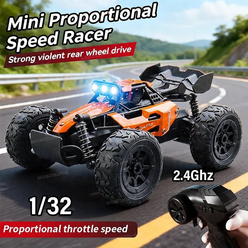 1:32 Off-Road Conquer 2.4Ghz Remote control with LED light 2WD Mini Moster Model Climbing vehicle Car for outdoor drift Children's gift box