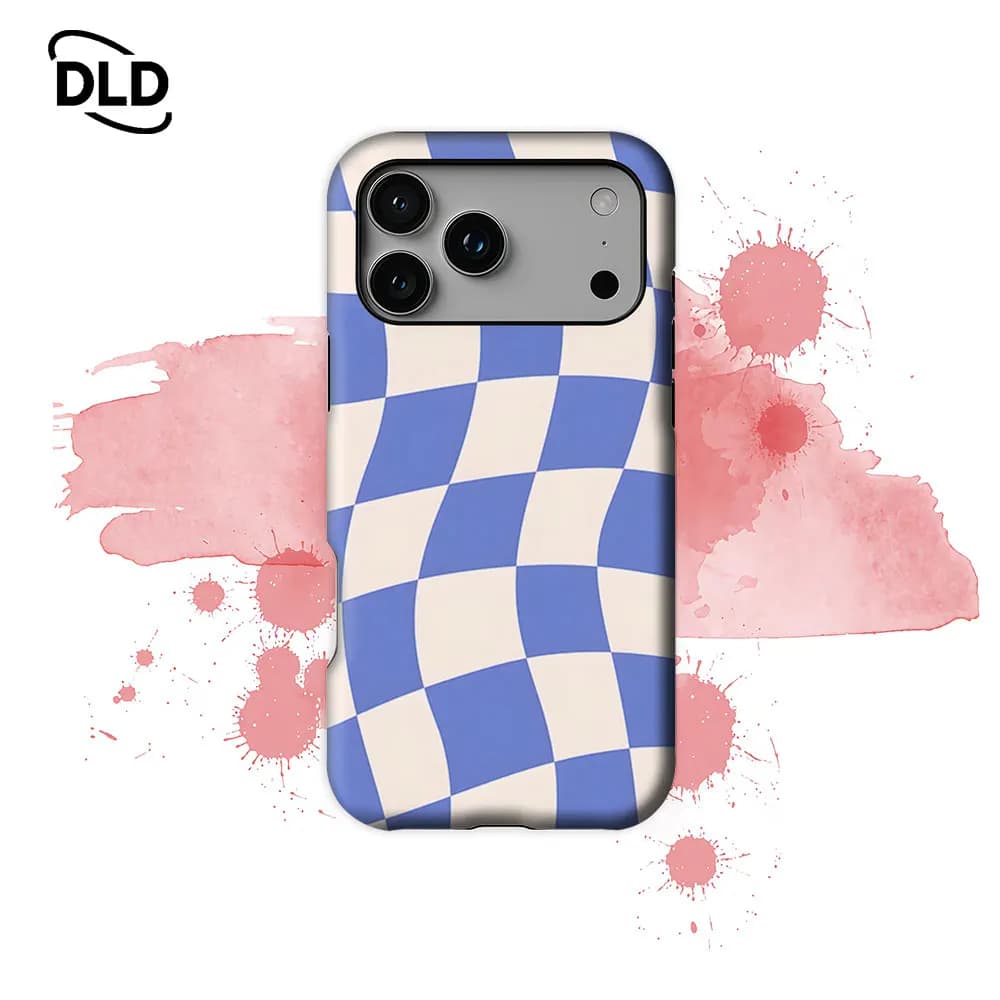 Custodia per telefono a scacchiera ondulata per custodia magnetica per iPhone 17 16 15 14 13 Pro Max Plus, custodia robusta a strato singolo/doppio