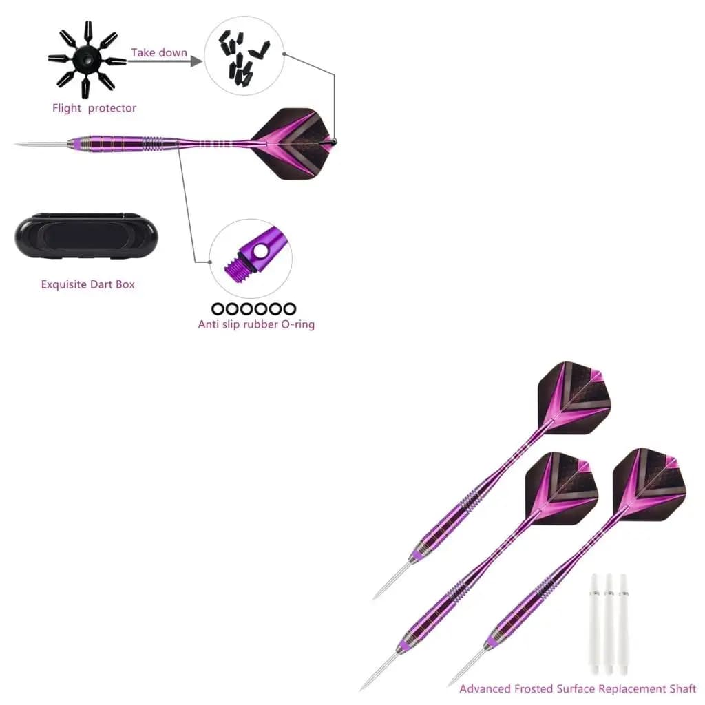 Q39E 3 Pack Steel Tip Darts Profession 22g Steel Darts Set with Darts Flight Aluminum Shafts Portable O-Rings Tool Darts Box
