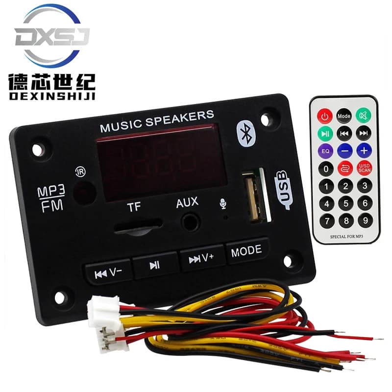 Scheda di decodifica MP3 per auto 5V, 12V, Bluetooth 5.0 con radio FM e funzione chiamata, box audio fai da te, lettore schede TF e USB