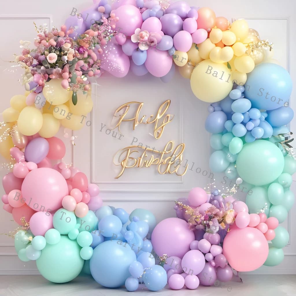 Macaron Balloons Garland Arch Kit Pastel Pink Yellow Ballon for Birthday Party Decorations Baby Shower Decor Rainbow Globos