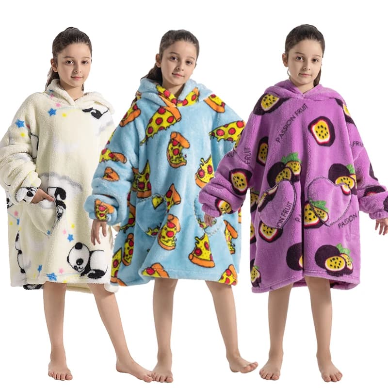 Vestiti invernali per ragazze Felpe con cappuccio spesse in flanella Maglioni per bambini super caldi Abbigliamento ampio con cappuccio per bambini Coperte indossabili per la casa