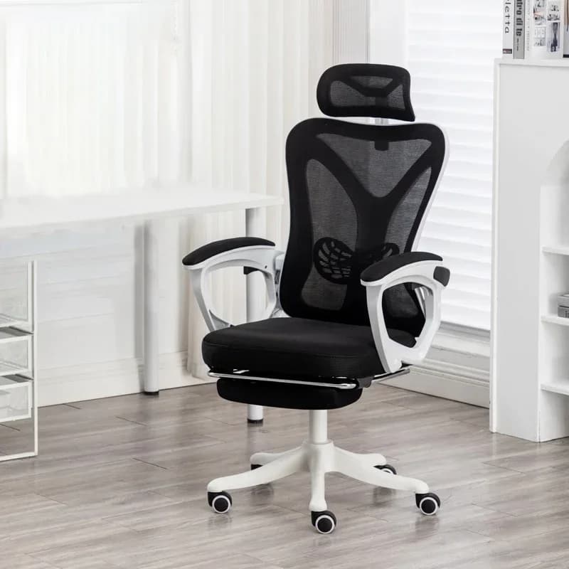Sedia da ufficio moderna e ergonomica in rete di lusso, braccioli, supporto per i piedi, relax, comoda sedia da gioco, camera da letto, studio, sedie