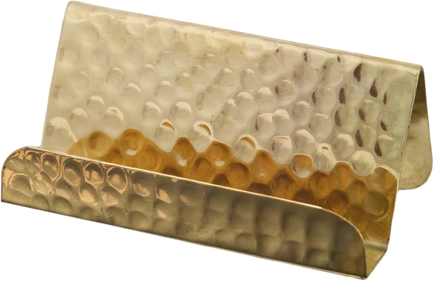 Elegante Porta Biglietti da Visita in Ottone, Contiene 20-30 Carte, Design Martellato per Organizzatore da Scrivania Professionale