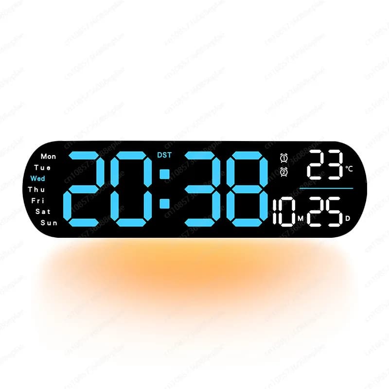 Modern digital wall clock with large LED display - Multifunction minimalist design for home and office decoration