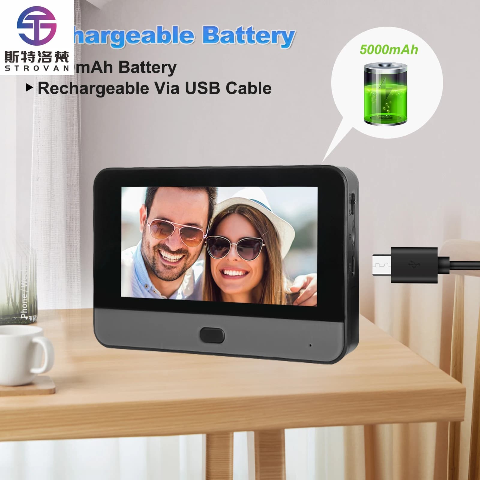Spioncino intelligente con display da 4,3" Spioncino digitale Videocitofono con rilevamento del movimento per visione notturna grandangolare per la casa
