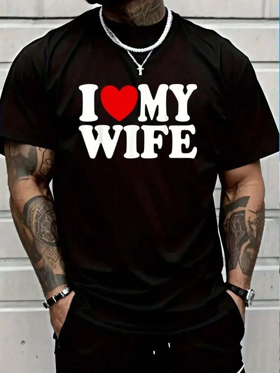 Funny Husband Gift T-Shirt – Cool Heart Design, Casual Short Sleeve Summer Tee for Men (S-XXXL), Vintage White Graphic Top