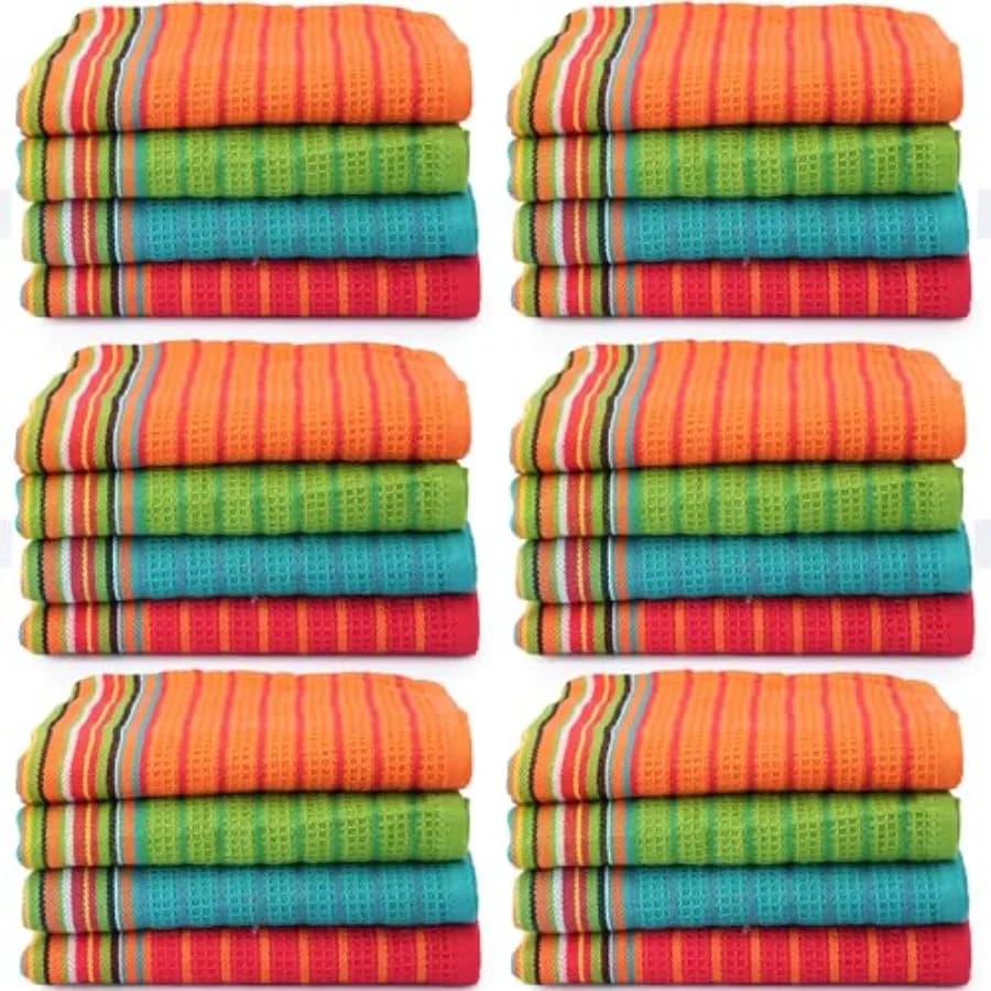 Set di 24 Strofinacci da Cucina in Cotone 100%, 16x28 Pollici, Multiuso per Cucinare, Asciugare, Pulire Ristoranti e Bar