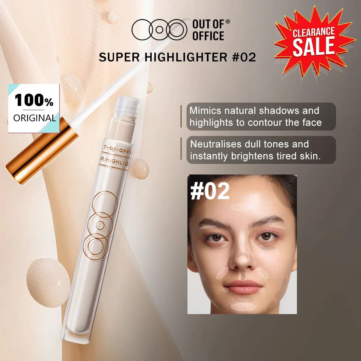 [Saldi] OUT OF OFFICE SUPER HIGHLIGHTER, Leggero e Non Appesantente, Luminosità Impeccabile, Finitura Naturale Luminosa, Trucco di Lusso