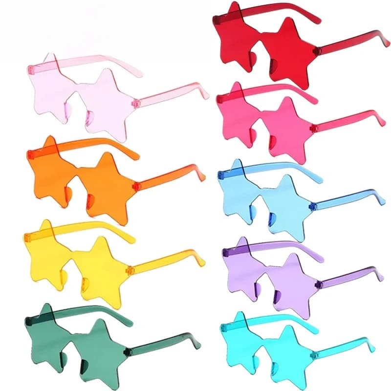 Occhiali da Sole a Stella Colorati, Occhiali Trasparenti a Forma di Stella, Accessori per Foto, Feste di Compleanno, Cosplay, per Uomini e Donne