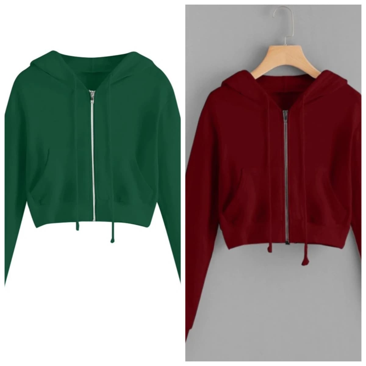 Casual White Crop Top Jacket Women Casual Solid Long Sleeve Zipper Pocket Shirt Hooded Sweatshirt Tops Hoodies Female Ropa Mujer