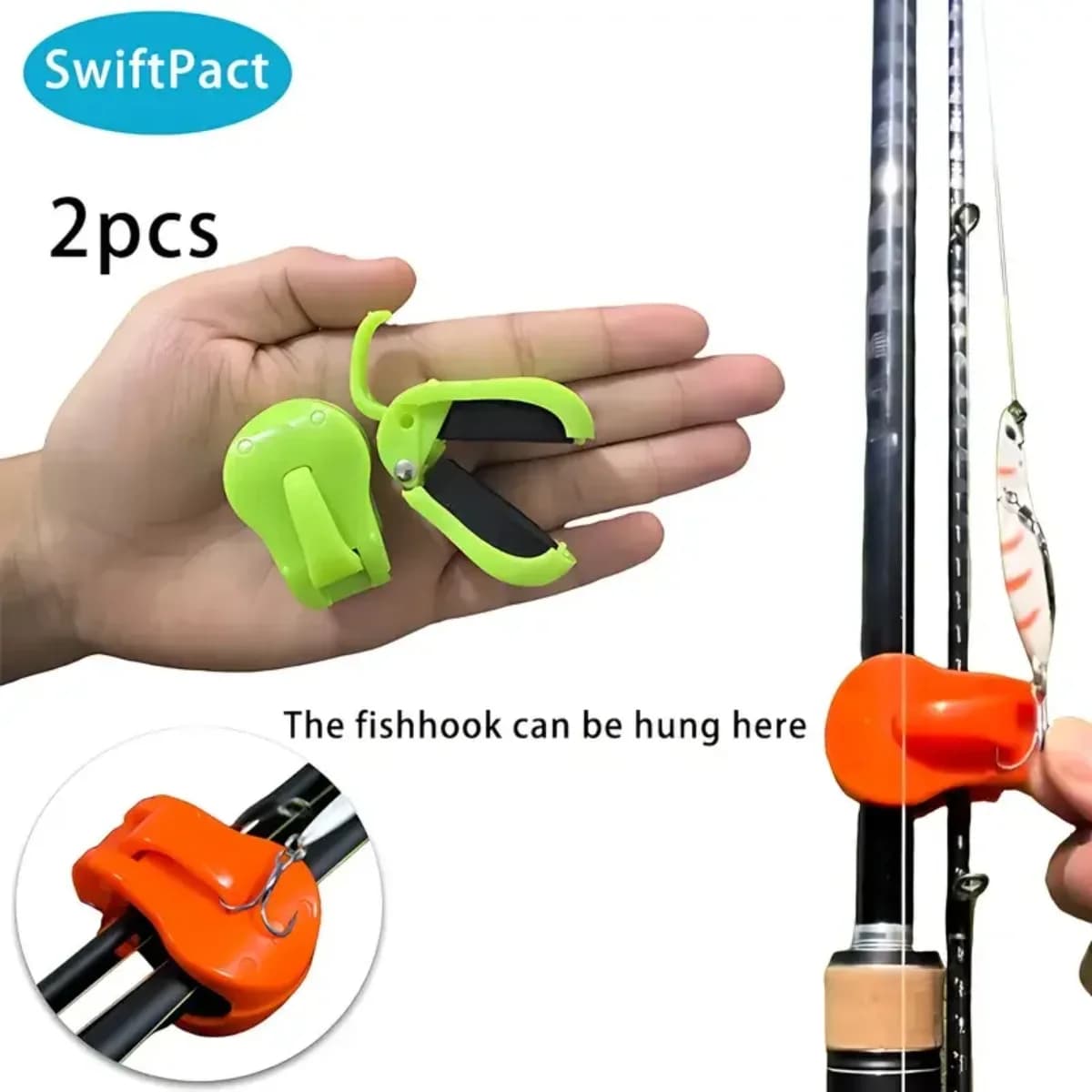 2 Pezzi Clip Portacanna da Pesca a Sgancio Rapido, Senza Attrezzi, Utilizzo con Una Mano, Organizzatore per Attrezzatura da Pesca in Acqua Dolce