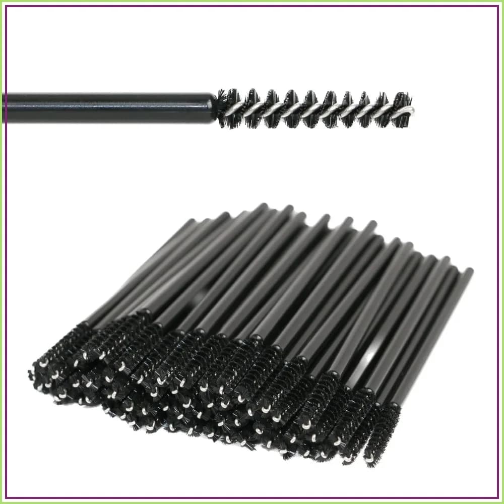 Pack of 100 Mini Disposable Applicators for Mascara, Micro Brushes for Eyelashes, Small Makeup Brushes, Eyebrow Spoolies