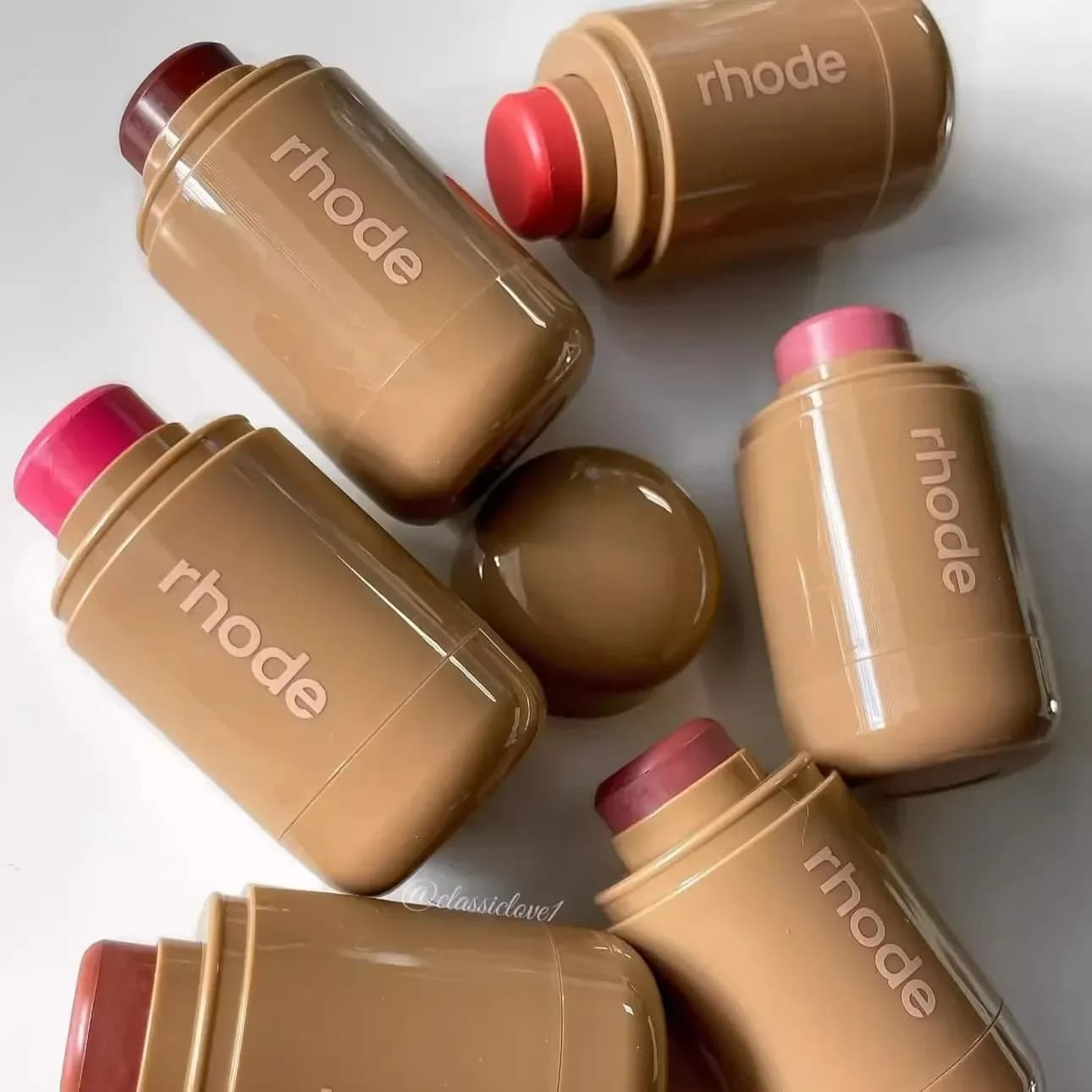 Rhod Pocket Blush LIP Stick Moisturizing Lips and Cheeks Rouge Natural Powder Fard Cream Lipstick Gloves Easy to apply