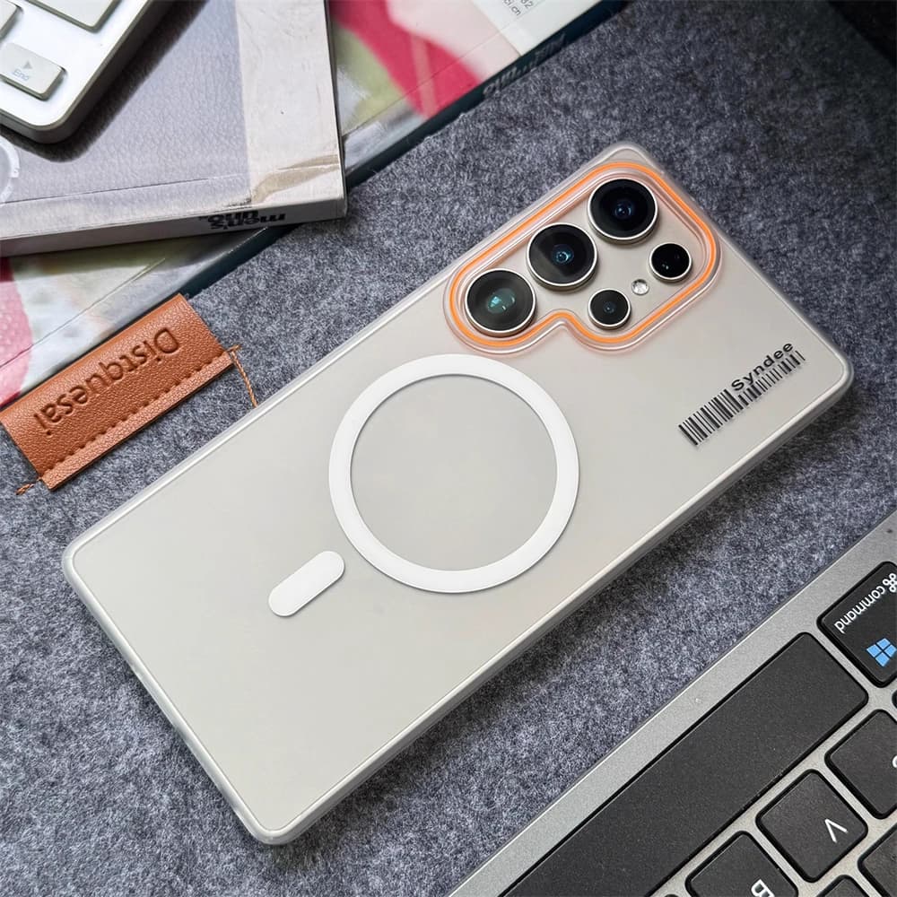Cover Rigida Opaca Ultra Slim Translucent with Barre Code Reason for Samsung S26 Ultra S25 S24 S23 S22 Plus, Wireless Charging Protection