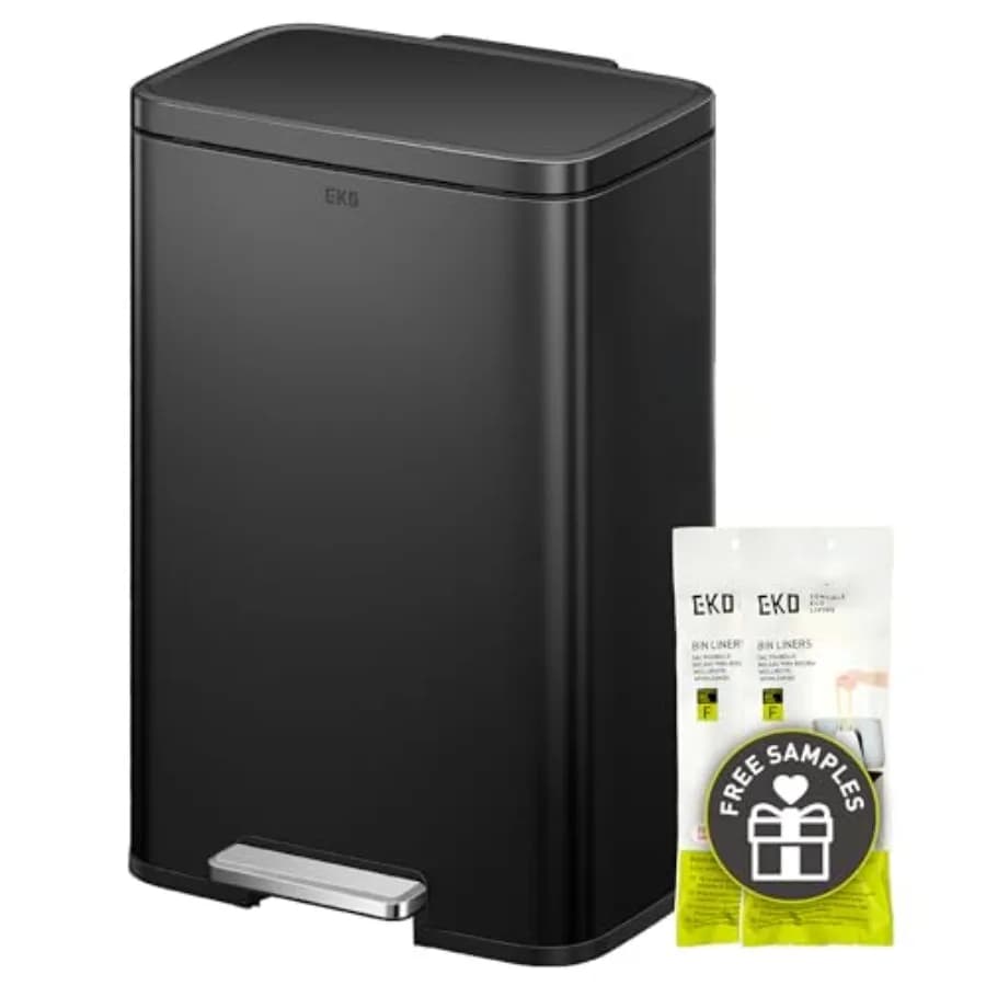 Madison Steel 13.2 Gal/ Kitchen Step Trash Can or Recycling Bin, Removable Inner Liner, Soft Close Lid, Fingerprint Resistant F