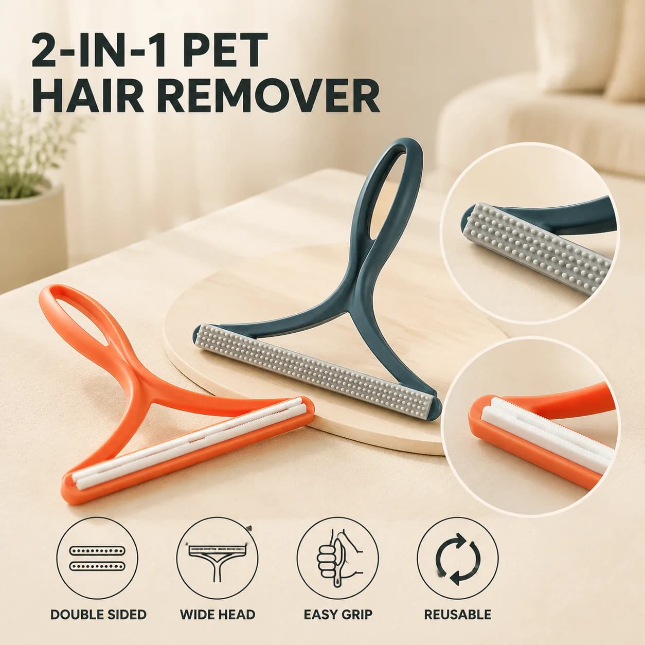 1pc 2in1 Double Sided Pet Hair Remover Lint Remover Clean Tool Shaver Sweater Cleaner Fabric Shaver Scraper For Clothes Carpet