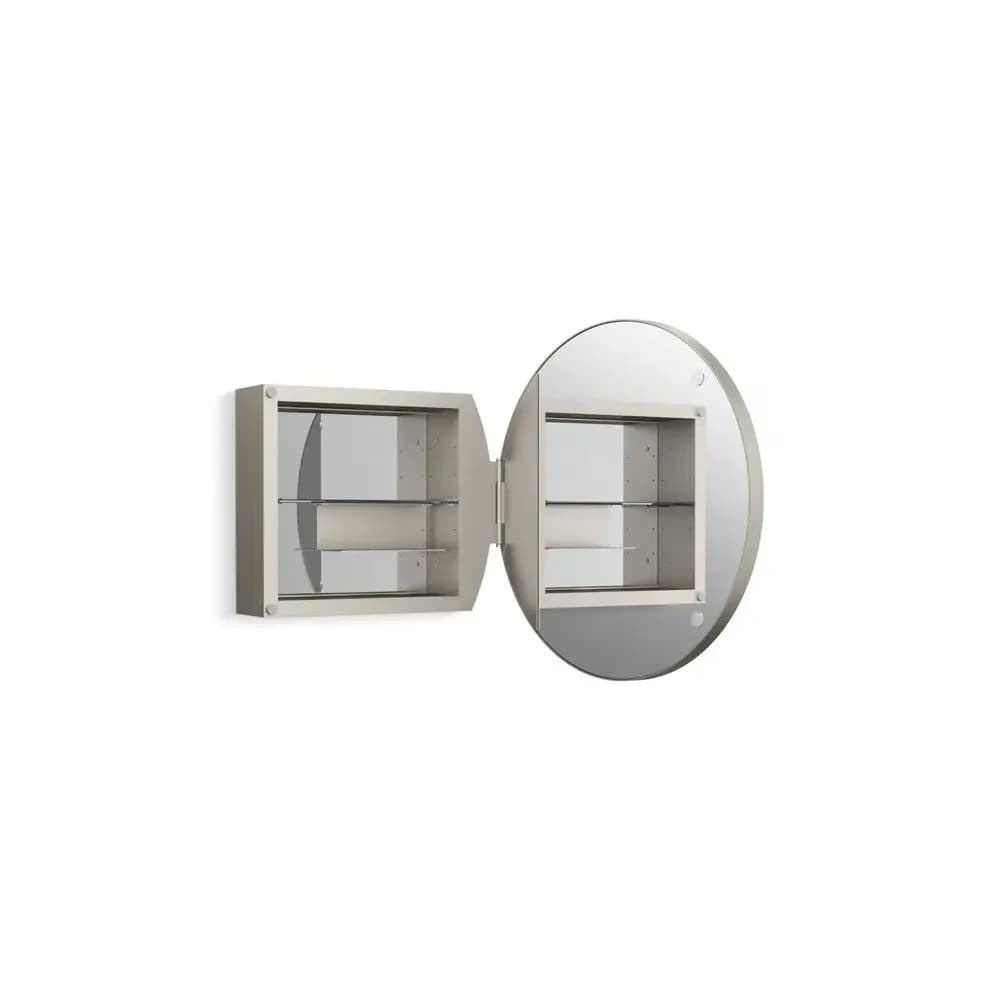 35572BNL Verdera Armadietto a Specchio con Cornice, Interno Specchiato, Ripiano in Vetro Regolabile, Antiruggine, Contenitore per Bagno, 24 Rou