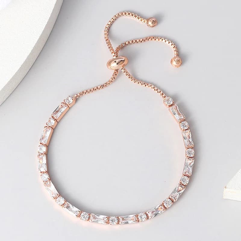 ZHOUYANG Semplice Geometria Del Braccialetto Per Le Donne Regalo Kpop Zircone Oro Rosa di Colore di Nozze Fatti A Mano Regolabile Monili Dei Braccialetti H028