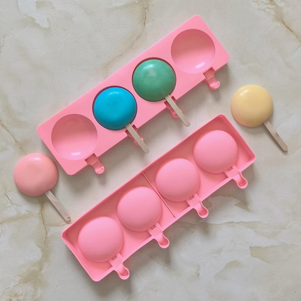 Stampo in silicone per vassoio gelato semicircolare a 4 camere da 1 pezzo, stampo per torta al cioccolato fai da te, stampo per ghiaccioli in silicone
