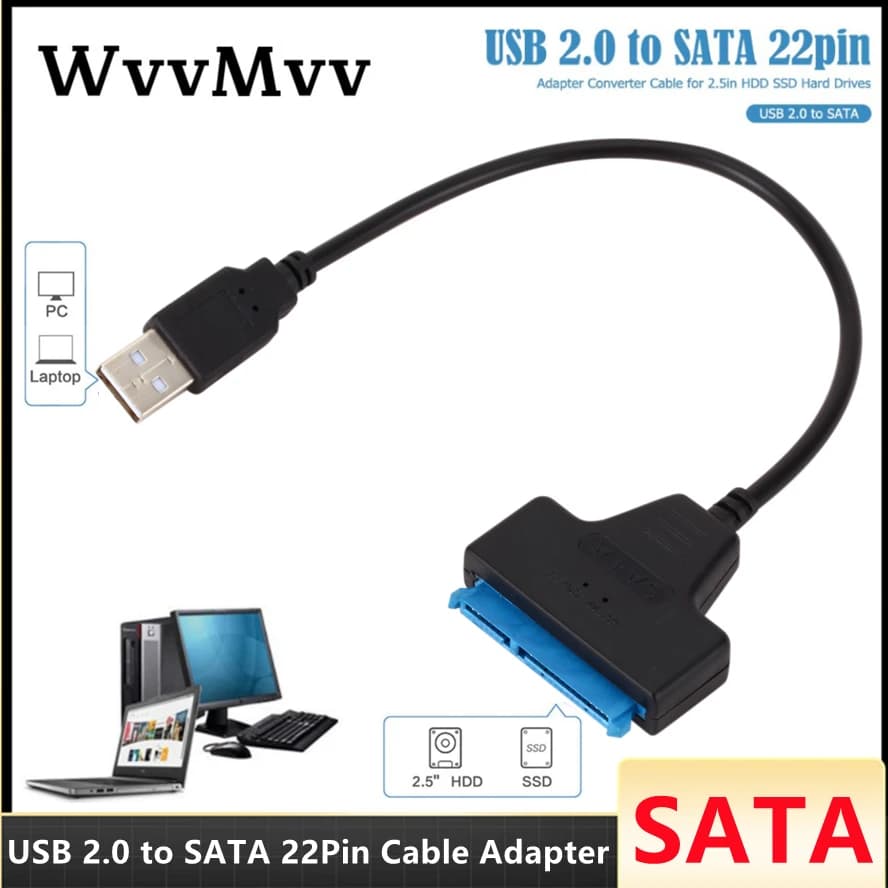 Cavo SATA a USB 3.0/2.0 Fino a 6 Gbps per disco rigido SSD HDD esterno da 2,5 pollici Adattatore SATA 3 a 22 pin Cavo USB 2.0 a SATA III
