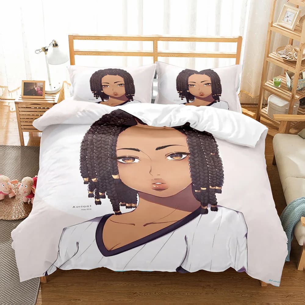 Biancheria da letto Stampa 3D Ragazza africana alla moda Piumino Set di biancheria da letto Copripiumino Federe Letto matrimoniale singolo Jogo De Cama Casal