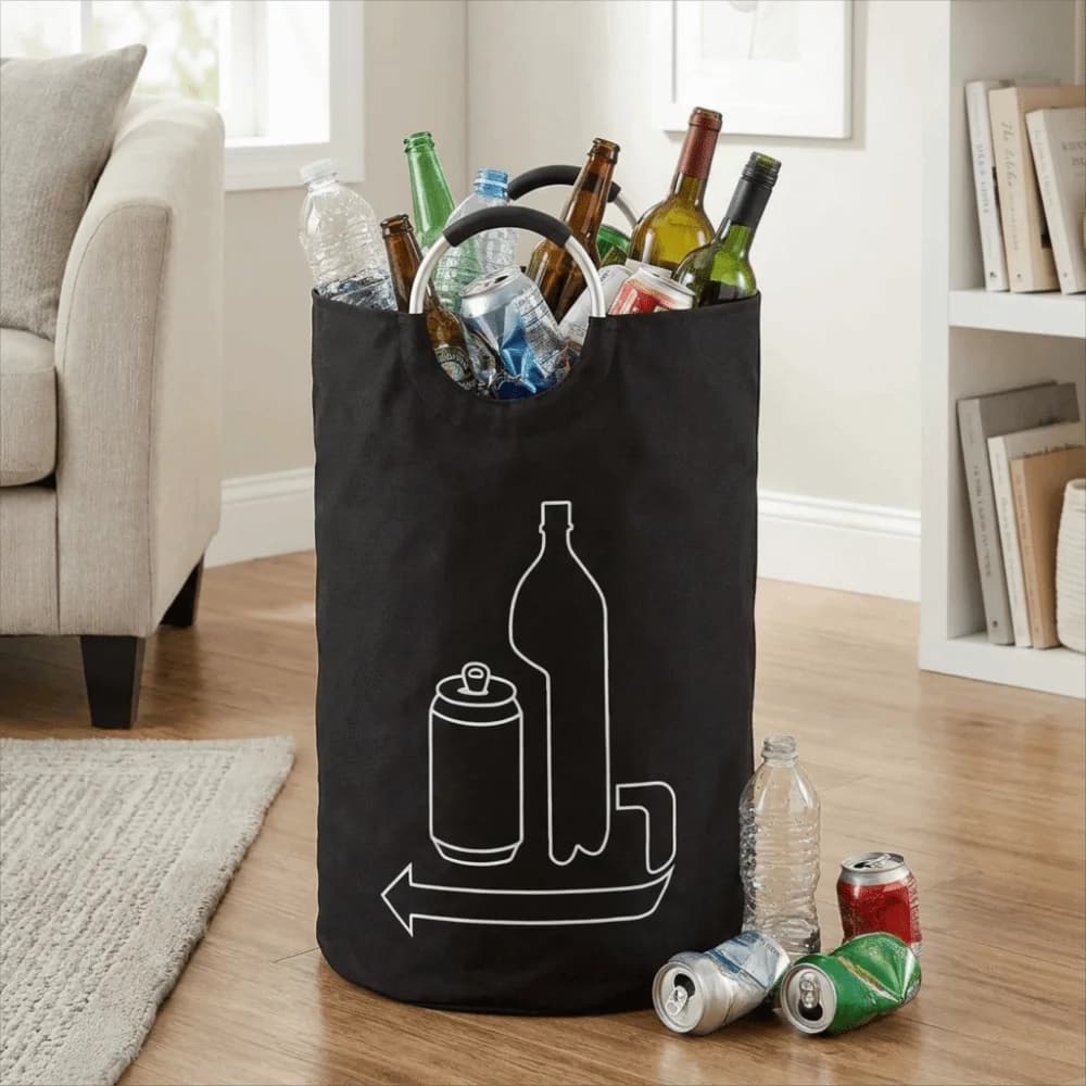 90 L Empty Bottle Storage Basket Large Capacity Oxford Cloth Recycling Bin Bag Folding with Handle Deposit Bottle Container