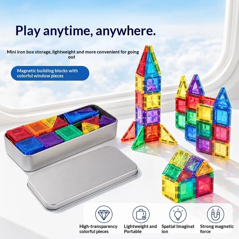 Mini magnetic tiles colorful window magnetic building blocks DIY educational toy gift