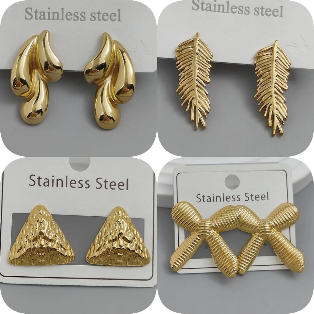Nuovi orecchini da donna con fiocco e triangolari in acciaio inossidabile, orecchini impermeabili in metallo pesante, regalo per la moglie