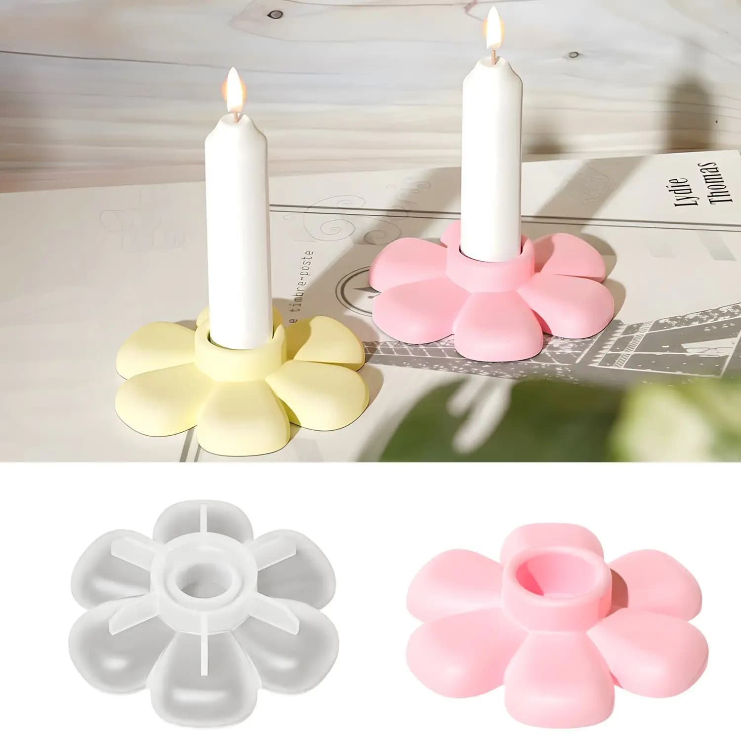 Diy Drip Molds Flower Candle Holder Silicone Mold Irregular Long Strip Aromatherapy Christmas Candle Storage Ornament Mould