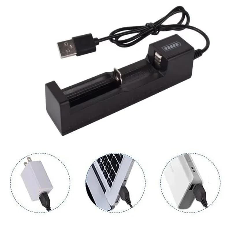 Universal 1 Slot Battery USB Charger Adapter LED Smart Charger For Rechargeable Batteries Li-ion 18650 26650 14500 16340 Charger